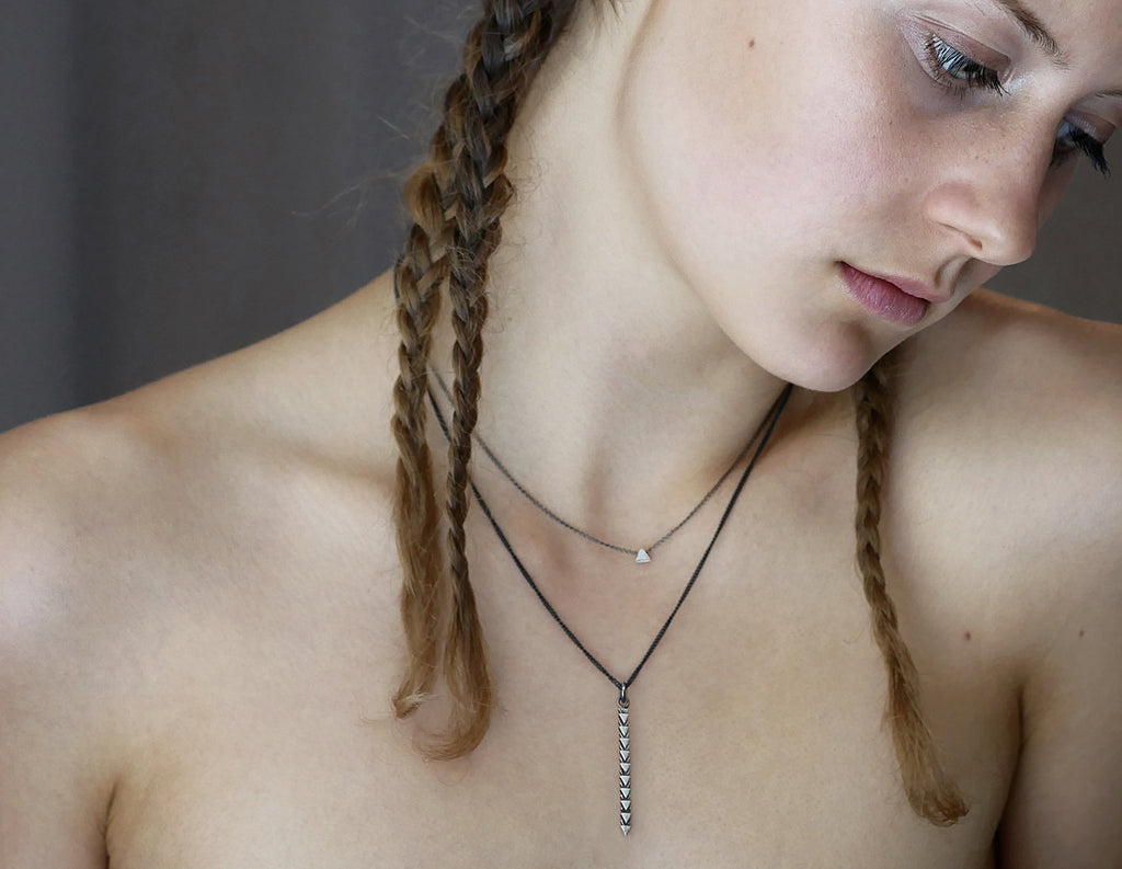 Silver tri line necklace by may hofman jewellery 