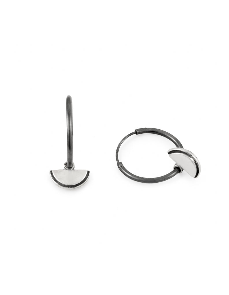 semi circle hoops in silver by may hofman jewellery 
