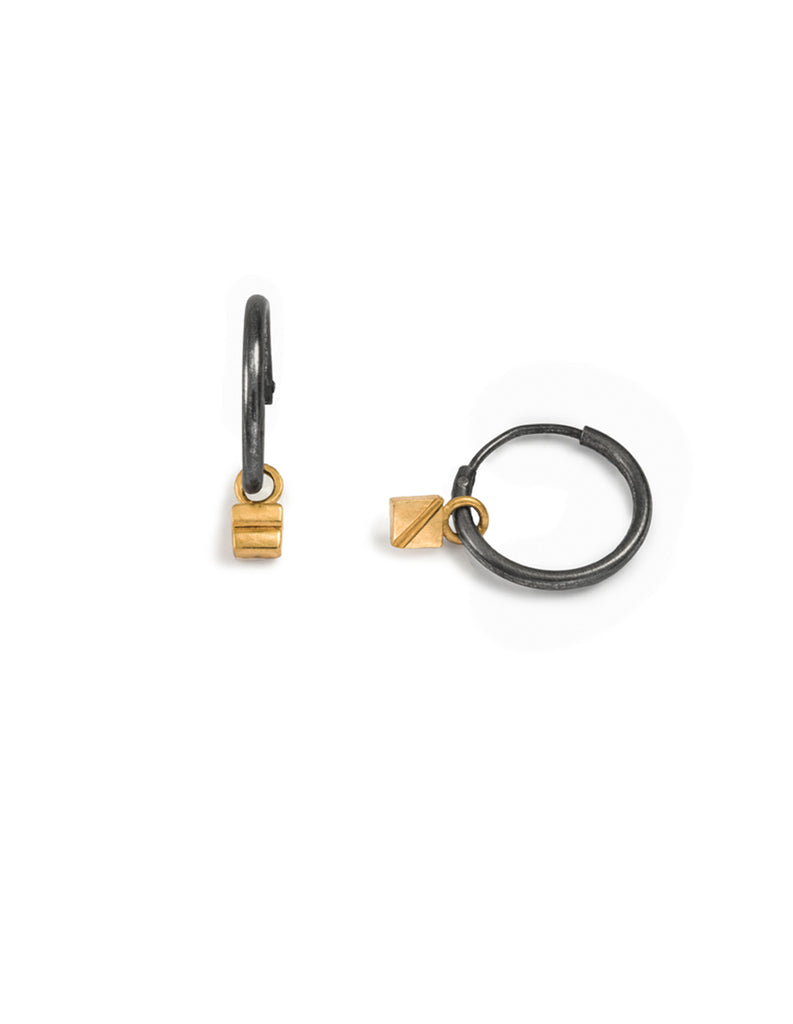 Gold Square Drop Hoops