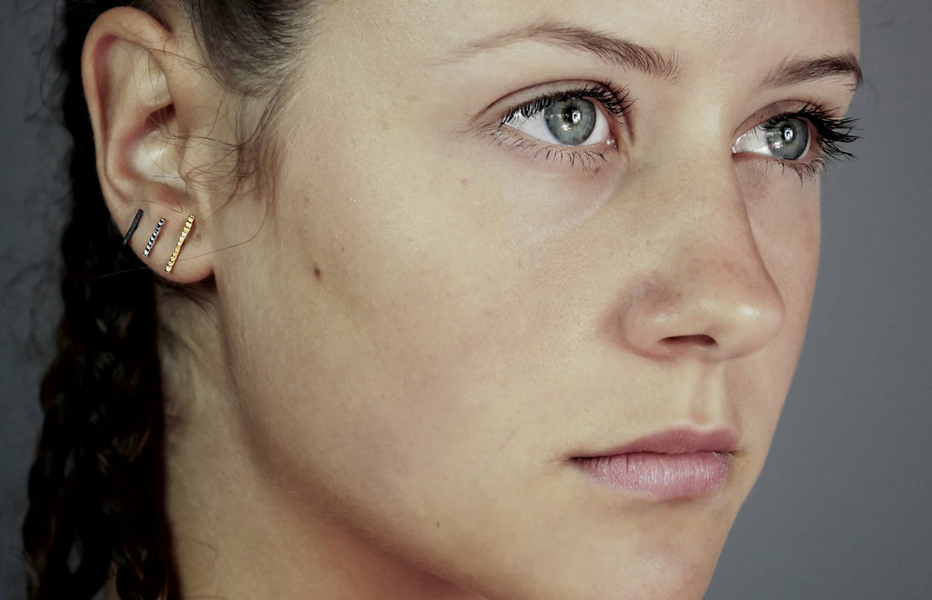 Large Gold Rune Studs by May Hofman Jewellery 