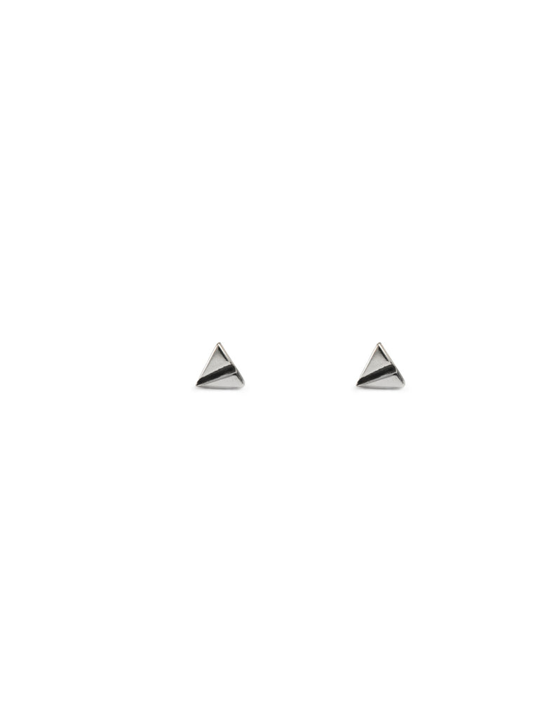silver triangle studs by may hofman jewellery