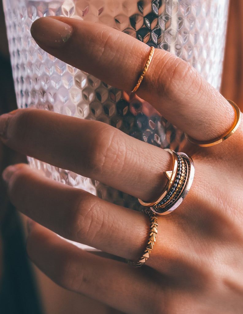 Gold Triangle ring by may hofman jewellery 